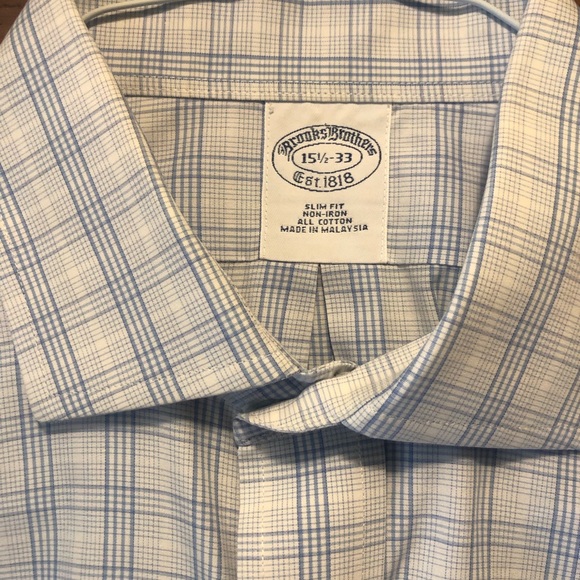 Brooks Brothers white button down with blue-stripe - Picture 2 of 4